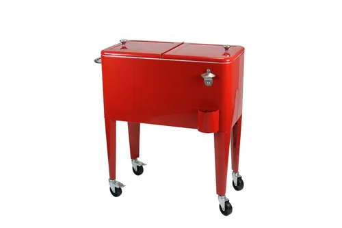 Kailua Cooler Trolley - Rot - Kühlwagen und Getränkekühler in leuchtendem Rot, ideal für Outdoor-Aktivitäten und Partys, mit viel Stauraum für Getränke.