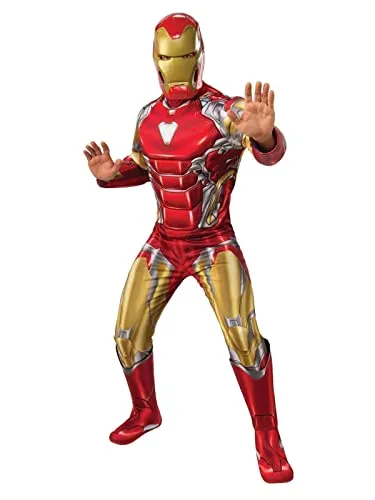 Rubie's Luxuskostüm Iron Man für Herren XL - Offizielles Kostüm aus Avengers Endgame, inklusive gepolstertem Overall und Maske – ideal für Halloween und Karneval.