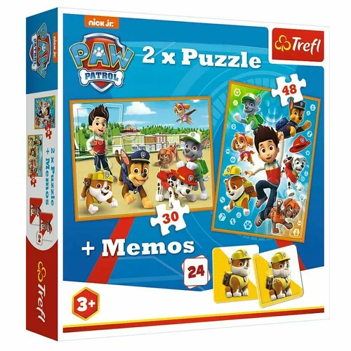 Puzzle Trefl Paw Patrol 2 x Puzzle (48+30 Teile )+ Memos Spiel (24 Memokarten)