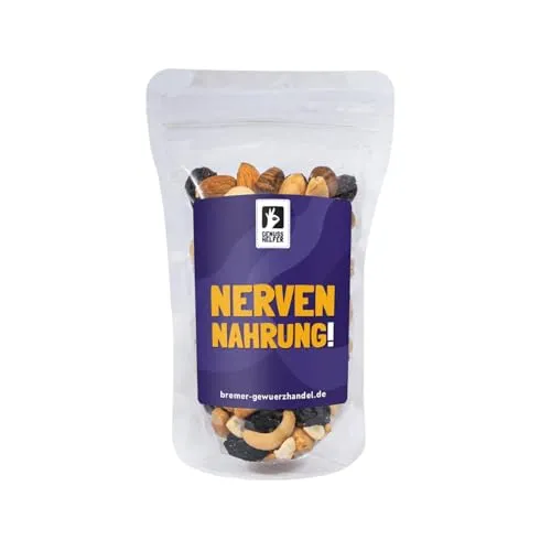 Bremer Gewürzhandel GeNUSSmischung, Nervennahrung, Nussmix, Studentenfutter mit Spruch, 175g