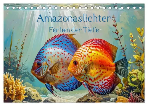 Juehust Juehust | Amazonaslichter Tischkalender 2026 - Entdecken Sie die farbenreiche Stille der Unterwasserwelt mit diesem einzigartigen Tischkalender. 14 Seiten voller beeindruckender Fotografien, ideal für jeden Raum.