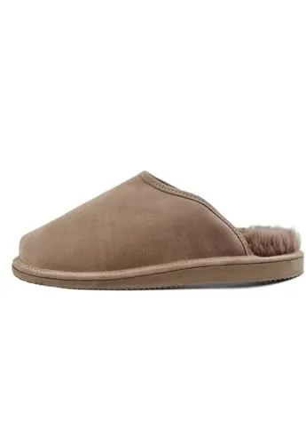 Hollert Lammfell Hausschuhe - Anton BEIGE Größe 45 EU - Bequeme Herren Hausschuhe aus 100% Merino Lammfell, atmungsaktiv und temperaturausgleichend. Ideal für ganzjähriges Tragen und breite Füße, mit rutschhemmender EVA Sohle für sicheren Halt.