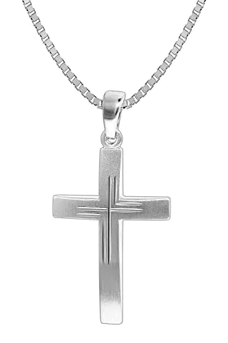 trendor Kette mit Anhänger Kreuz aus 925 Silber, 50 cm - Ketten mit Anhänger, aus hochwertigem 925 Sterlingsilber, diamantierte Optik für besonderen Glanz, ideal als stilvolles Accessoire oder Geschenk.