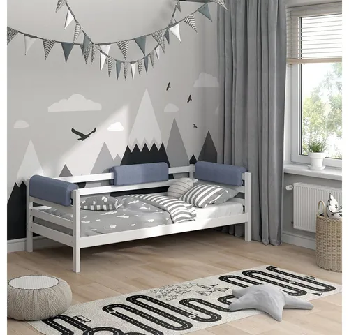 VitaliSpa® Bettumrandung Grau 70 x 20 cm - Bettumrandung für Sicherheit, 20 mm hoch und maschinenwaschbar bei 40°C, ideal für Kinderzimmer und schützt vor Verletzungen.