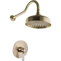 PaulGurkes Duscharmatur PGSET3-B - Hochwertige Duscharmatur aus massivem Messing mit langlebiger Keramikkartusche und antikalk Düsen. Ideal für nostalgisches Badezimmerdesign, minimaler Platzbedarf mit nur 56 mm Einbautiefe.