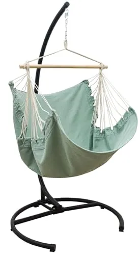 AMANKA Hängesessel mit Gestell - Bequemer Outdoor Relaxsessel für Garten und Balkon - Hängesessel für Erwachsene, der Körper umschließt und entlastet die Wirbelsäule. Ideal für Garten oder Terrasse, schnell und einfach aufzubauen.
