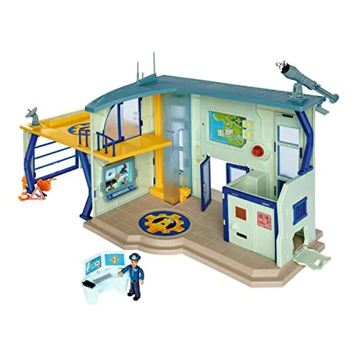 Simba 109251097 - Feuerwehrmann Sam Polizeistation - Spielfigur Spielsets mit interaktiven Funktionen: Polizeistation mit Sound, Licht, Aufzug und Alarmfunktion, ideal für kreative Rollenspiele ab 3 Jahren.