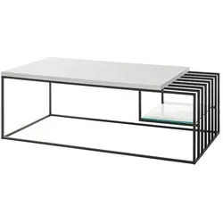 MCA furniture Couchtisch Juba, 120x60 cm - Moderner Couchtisch aus MDF und Metall, mit zusätzlicher Ablagefläche aus Glas und pflegeleichter Oberfläche - ideal für stilvolle Wohnzimmer.