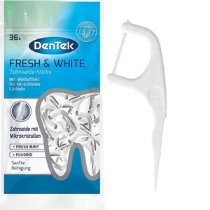 DenTek Zahnseide Fresh und White, ungewachst, mit Minzgeschmack, 36 Sticks