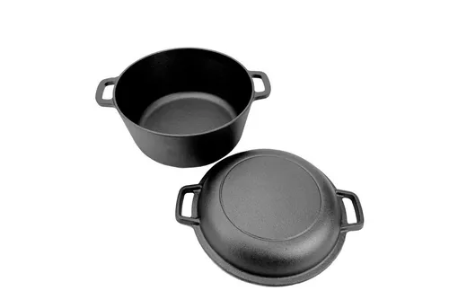 Gusseisenkuss Schmortopf 2-in-1 - Vielseitiger Gusstopf mit Pfanne/Deckel - Töpfe - Der Gusseisenkuss Schmortopf mit 4,5 Litern ist ideal zum Braten und Schmoren und sorgt für gleichmäßige Wärmeverteilung.