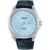 Lorus Herren Automatik-Uhr Edelstahl mit Lederband - Robuste Herren Armbanduhr mit Edelstahlgehäuse und hochwertigem Lederarmband. Ideal für jeden Anlass und anpassbar durch die praktische Dornschließe. 100 Meter wasserdicht für vielseitigen Einsatz.
