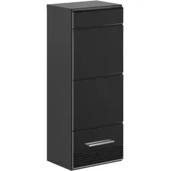 xonox.home Linus Hängeschrank schwarz Hochglanz - Hoch- & Midischränke fürs Bad: Der 1-türige Hängeschrank optimiert den Raum mit 2 Einlegeböden und zeitlosem Design, ideal für Ordnung und Stauraum im Badezimmer.