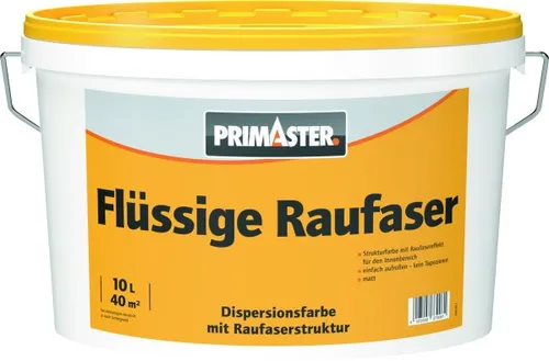 Primaster Flüssige Raufaser 10 L - Hochwertige Wandfarbe für ein stilvolles Zuhause - Wandfarbe in weiß matt, ideal für strukturierte Oberflächen und sorgt für eine langlebige, dekorative Anstrichqualität.