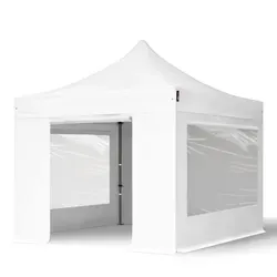 Faltzelt Faltpavillon 3x3m mit 4 Seitenteilen in weiß von Toolport