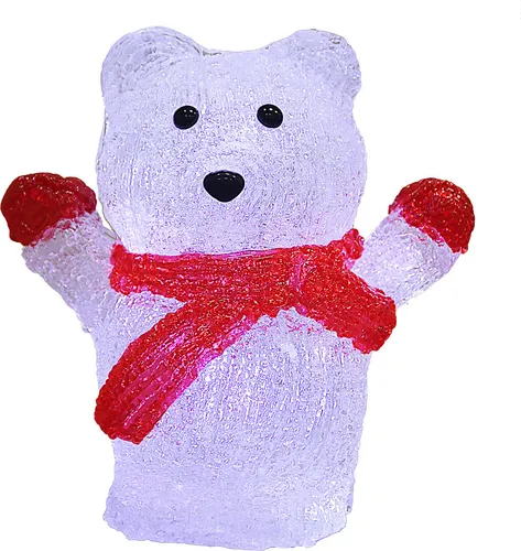 DEUBA® Weihnachtsdeko LED Acryl Figur Eisbär Innen 18,5cm Weihnachten Batterie Beleuchtet Deko Indoor Weihnachtsfiguren Weihnachtsbeleuchtung Kaltweiß