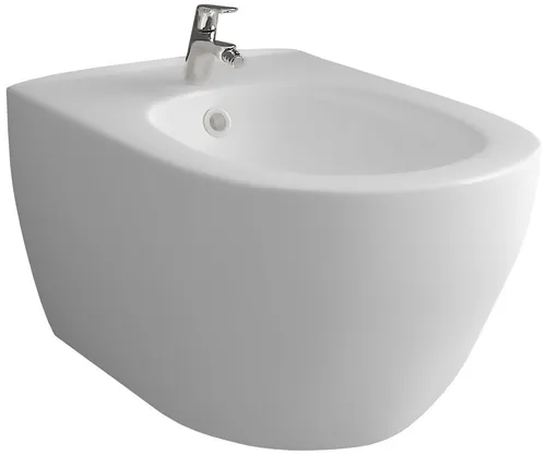 Alpenberger Hänge Bidet - Ovales Keramik-Bidet mit Überlauf - Sanitäranlagen & Zubehör, pflegeleichtes Wand-Bidet aus Keramik mit waagerechtem Abgang, ideal für moderne Badezimmergestaltung.