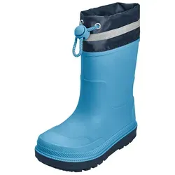Playshoes Gefütterte Regenstiefel für Kinder - Blau, 23 EU - Stiefel für Jungen, wasserdicht, gefüttert und leicht aus TPE, mit Zugband für optimalen Sitz und Reflektor für bessere Sichtbarkeit bei Dunkelheit.