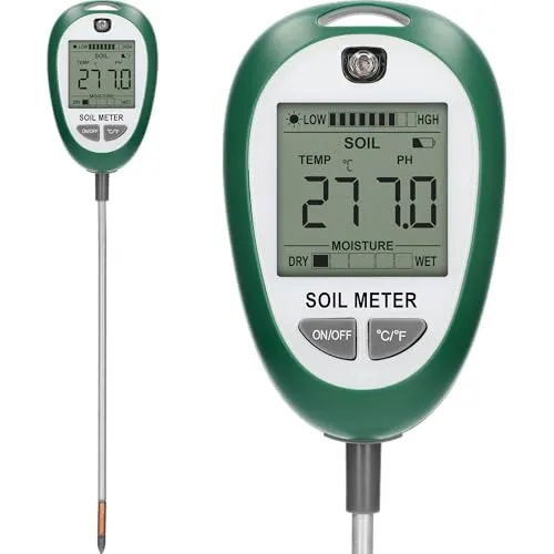 BROWIN® Elektronischer 4-in-1 Bodentester – Präzise Messung von pH-Wert, Feuchtigkeit, Temperatur und Lichtintensität für gesunde Pflanzen