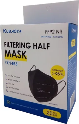 20x FFP2 Mundschutz schwarz. Atemschutzmaske, Feinstaubmaske CE1463