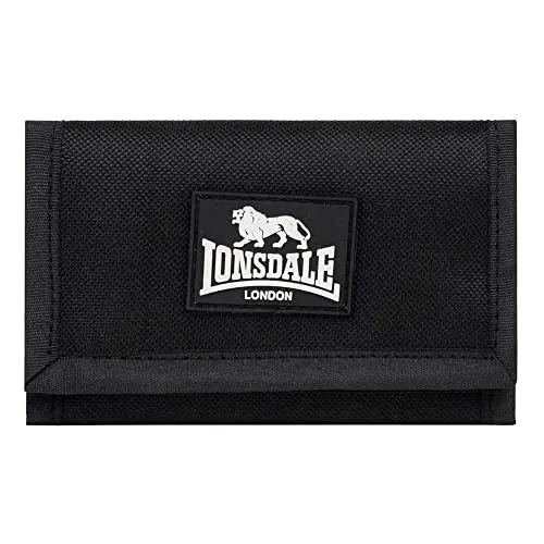 Lonsdale Aunby Geldbörse Schwarz - Praktische kleine Geldbörse mit Klettverschluss, ideal für Handtasche und Hosentasche, Platz für Geldscheine und Kreditkarten