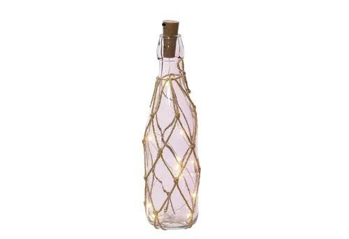 MARELIDA LED Dekolicht LED Dekoflasche mit Lichterkette Juteseil Leuchtflasche H: 28cm lila, LED Classic, warmweiß (2100K bis 3000K)