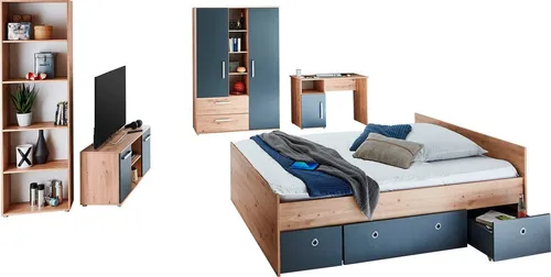 Jugendzimmer 6er-Set, mehrfarbig – XXL-Liegefläche