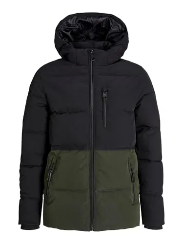 Jack & Jones Junior Jacke OWEN Steppjacke - Funktionsjacke für kalte Tage, mit durchgehendem Reißverschluss, hochschließender Kapuze und praktischen Reißverschlusstaschen – warm, bequem und stylisch für Schule und Freizeit.
