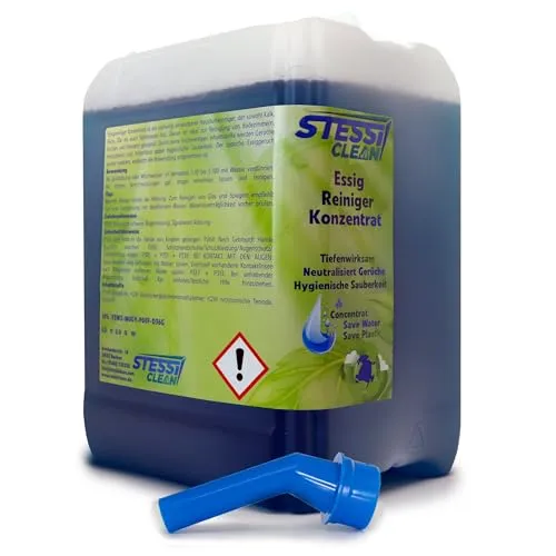 StessiClean Essigreiniger Konzentrat | 2,5 Liter | 1:100 | Küchenreiniger | Universalreiniger | Allzweckreiniger | Gastro | Sanitär | Entkalker | Badreiniger | mit Ausgießer