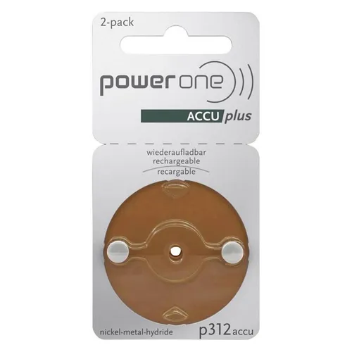 Produktbild PowerOne P312 PR41 ACCUplus – Wiederaufladbare Hörgeräteakkus (2er Pack)