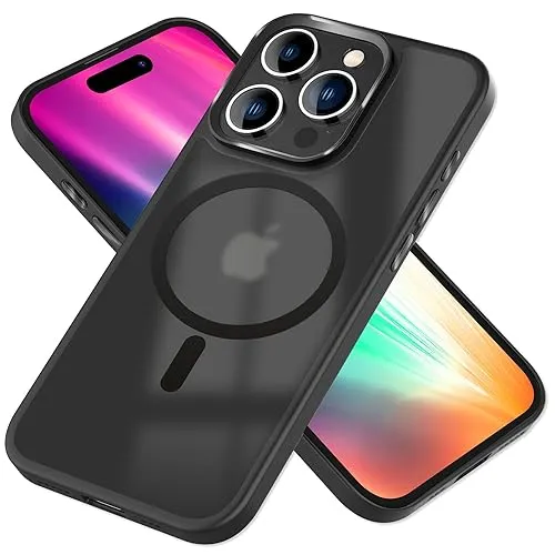NALIA Magnet-Case für iPhone 15 Pro Max - Matt-Transparent & MagSafe Kompatibel - MATTEX (rutschfest, Stoßfest & Anti-Fingerabdruck) - Marke aus Berlin, Farbe:Schwarz