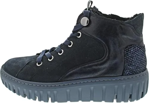 Waldläufer H-Livia Bootie 941804-402-194, Dunkelblau - Wanderschuhe mit Warmfutter und bequemem Wechselfußbett, ideal für breite Füße. Der hochwertige Nubukleder sorgt für optimalen Tragekomfort.