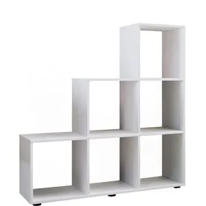 VCM Holzregal Nitas Weiß | Platzsparendes Regal für Bücher und mehr - Schlafzimmermöbel: Elegantes Regal mit 6 stabilen Böden für optimalen Stauraum, ideal als Raumteiler oder Aufbewahrungslösung.