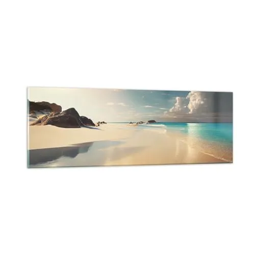 Panorama Bilder auf Glas Wilder Strand Ozean Rand Glasbild 90x30cm Wandbilder Dekoration Wohnzimmer Schlafzimmer Küche Klein Wanddeko Bild im Glas Wand Kunstdruck Art Modern Wall Decor GAB90x30-6016