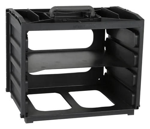 RAACO 136259 Handybox Assorter 55 - Sortimentskasten leer in Schwarz, ergonomischer Tragegriff und passend für 4 Sortimentkoffer