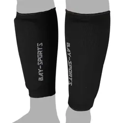 BAY-Sports Schienbeinschutz Kampfsport Kickboxen Karate MMA Thaiboxen Muay Thai Baumwolle IUM, Baumwolle elastisch waschmaschinenfest, XXS - XL schwarz L