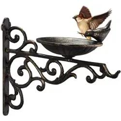 Relaxdays Vogeltränke Gusseisen Wand Braun,Gold