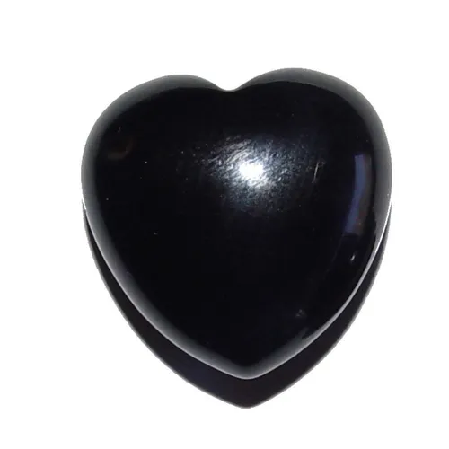 Onyx schwarz Herz klein schöne bauchige Form ca. 25x25x13 mm als Handschmeichler