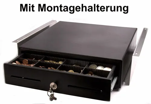 MINI Kassenlade iQPOS330UNT – Ergonomische Kassenschublade mit Untertischmontage - Card-Reader: Die iQPOS330UNT bietet hohe Funktionalität mit robuster Ganzstahlkonstruktion, ideal für Kassenanwendungen. Mit Untertischhalterung und sicherem 3-Stationenschloss.