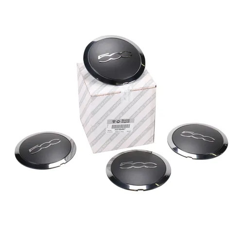 Original Fiat 4x Nabendeckel Alufelge schwarz Chrom 500 von Fiat