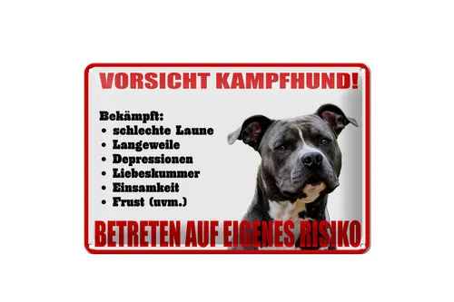 Produktbild Blechschild Vorsicht Kampfhund 30x20cm betreten eigenes Risiko Schild tin sign