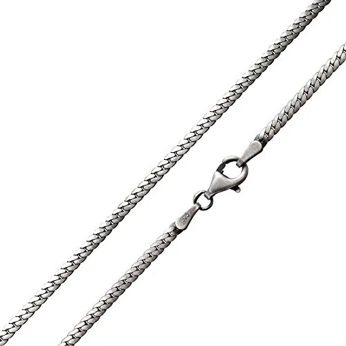 MATERIA 925 Silber Panzerkette - 60 cm flach, antik geschwärzt - Unisex Panzerkette aus 925 Sterling Silber, ideal für große Anhänger, mit edler antik geschwärzter Oberfläche. Made in Germany, inklusive Schmuckbox – perfektes Geschenk!