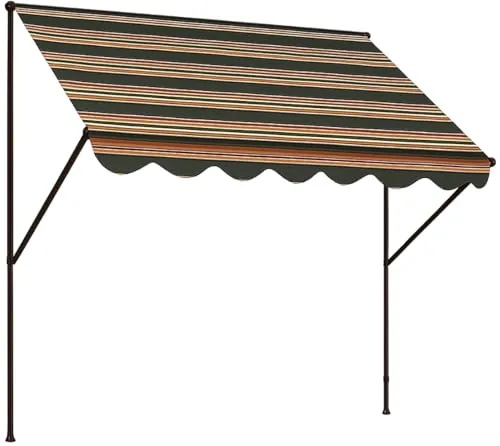 Angerer Klemmmarkise Exklusiv Nr. 8700 - 400 cm Breite - Markise mit waschbarem und wasserresistentem Stoff, ideal für Garten und Terrasse. In stilvollem Grün-Beige und mit stabilem Stahlrahmen.