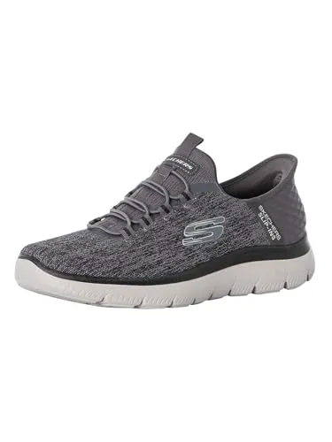 Skechers Herren Sneakers, anthrazitfarbenes Netzgewebe mit schwarzem Besatz