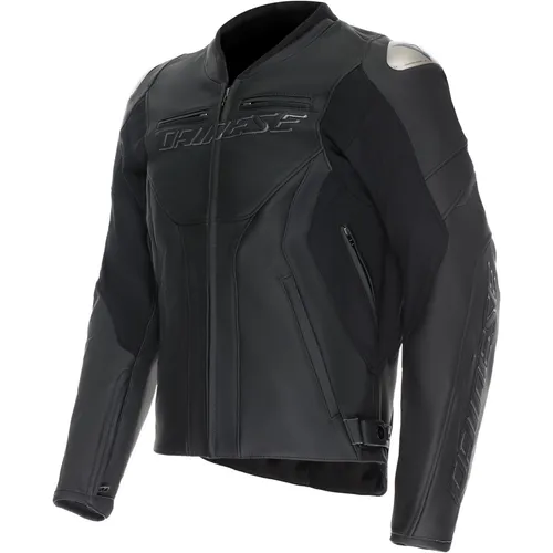 Dainese Racing 5 Herren Motorrad Lederjacke - Schwarz, Größe 48 - Hochwertige Motorradjacke von Dainese, atmungsaktiv und mit herausnehmbaren Protektoren für optimalen Schutz. Ideal für den Sommer und sportlichen Einsatz.