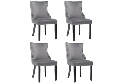 Flieks Esszimmerstuhl 4er Set – Stilvolle Samt Polsterstühle in Grau - Elegantes 4er Set Esszimmerstühle mit gepolsterter Sitzfläche und Rückenlehne. Ideal für modernes Wohnen, stabil mit Massivholzbeinen und einer maximalen Belastbarkeit von 150 kg.
