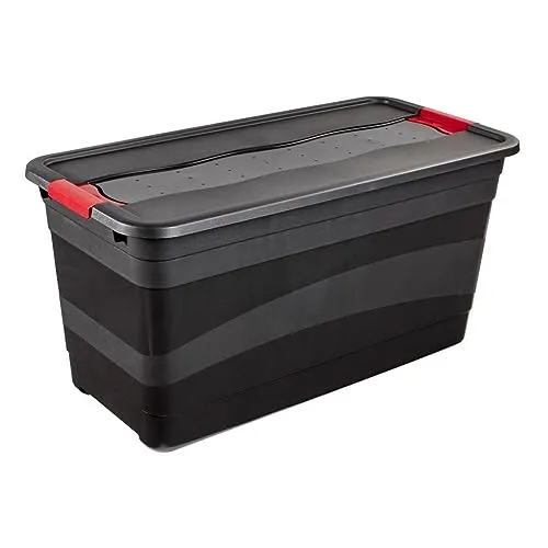 Keeeper Aufbewahrungsbox Eckhart 83 Liter - Robuste Aufbewahrungsbox aus BPA-freiem Kunststoff, ideal zum Verstauen von Werkzeug und Hobbyartikeln, mit praktischen Schiebeclips und 10 Jahren Garantie.