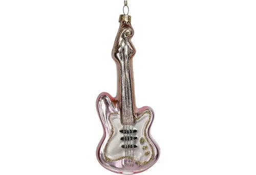 HD Collection Christbaumschmuck, Christbaumschmuck Glas 14,6cm Gitarre Figur Rosa
