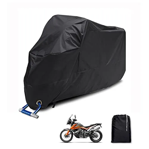Meisax Motorrad Abdeckplane Outdoor 245 * 105 * 125 cm Motorradplane Wasserdicht Winterfest Motorradabdeckung 210T Oxford Stoff Roller Abdeckplane Outdoor Indoor Fahrräder Motorradgarage, Schwarz