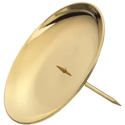 Kerzenstecker, Kranzteller Gold poliert 12 cm, mit abschraubbaren Dorn 4