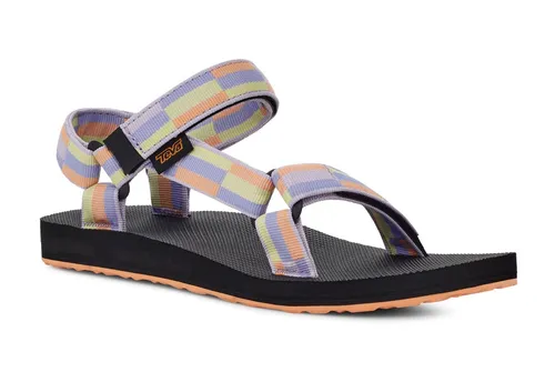 Teva Sandale Original Universal Retro Block Pastell Lilac Damen - Wanderschuhe mit umweltfreundlichen, wasserbeständigen Straps aus recyceltem Polyester und einem bequemen EVA-Schaum-Fußbett für optimalen Komfort.